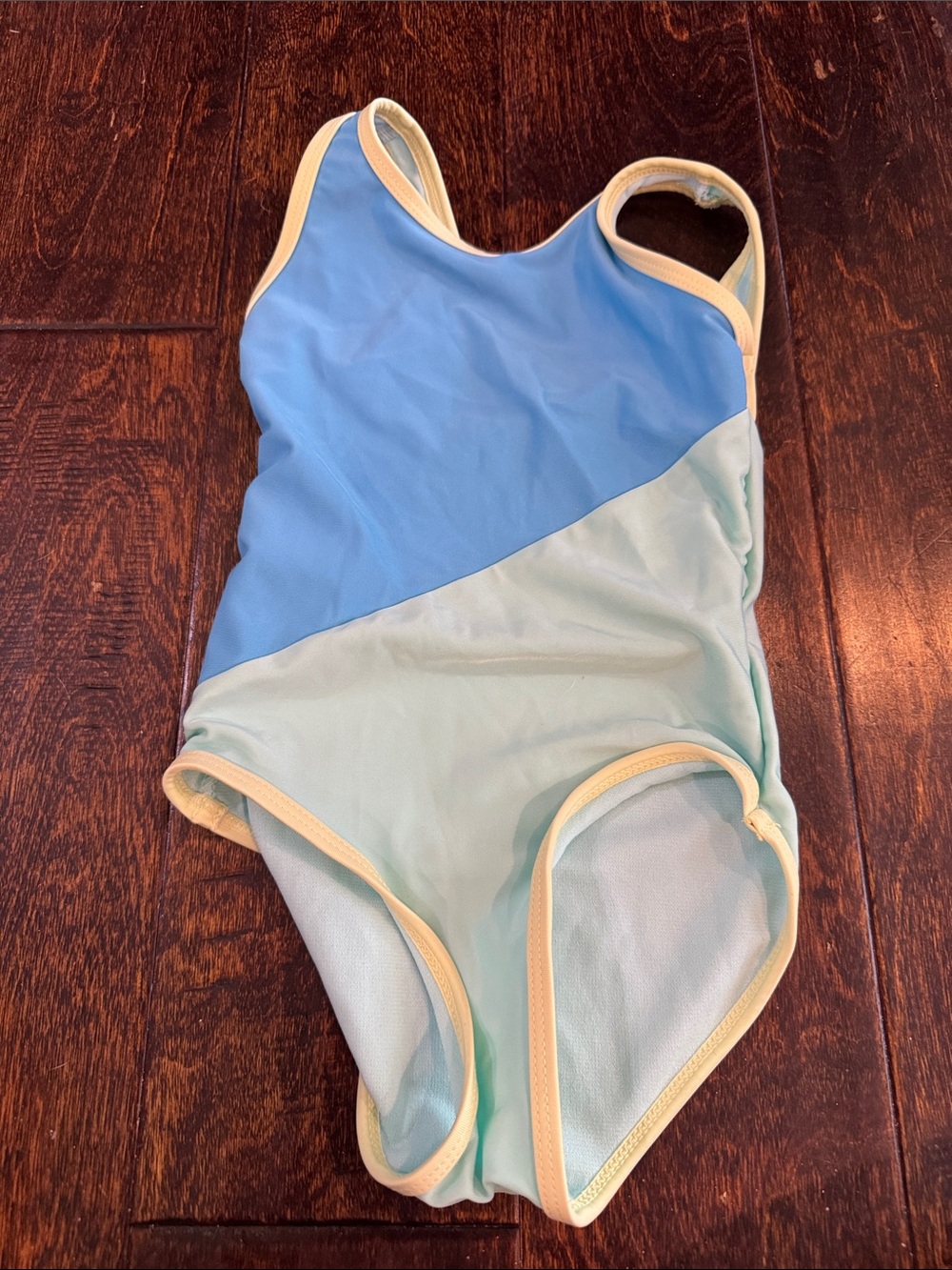 wonder nation Light Blue and Aqua One-Piece Swimsuit with Yellow Trim